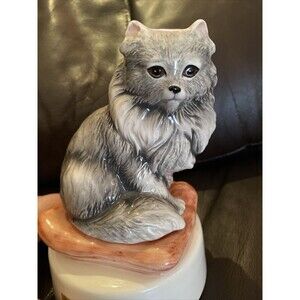 VTG Porcelain Reco Phoebe Cat Wind Up Music Box I Am A Musical Memory CATS 1989